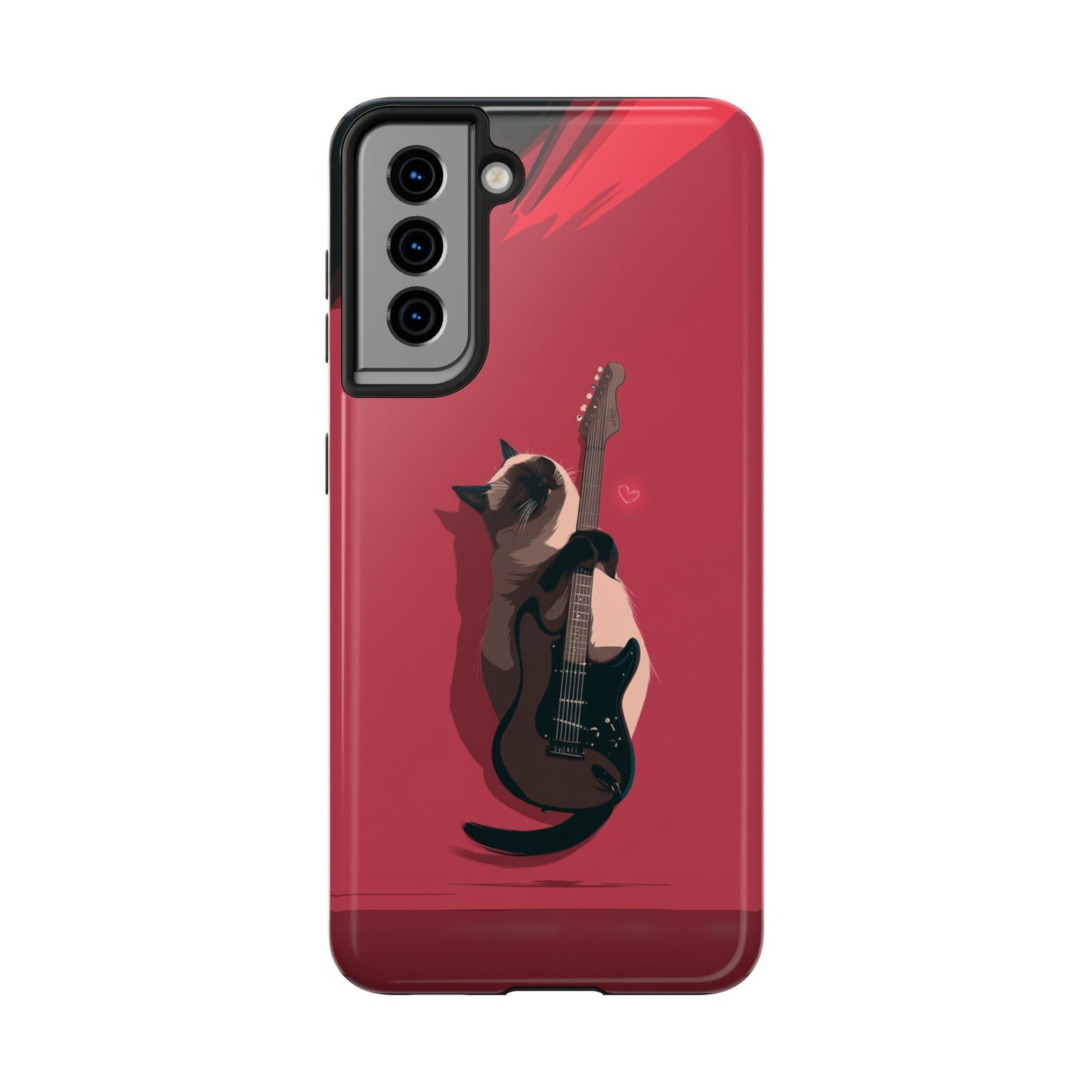 Charming Cat with Guitar Tough Phone Case – Wearable Art for Cat & Music Lovers