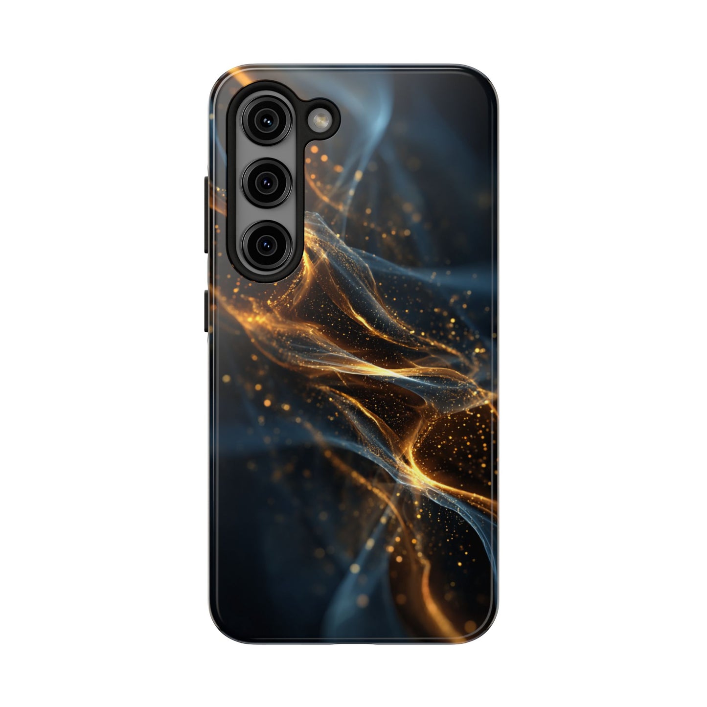 Stylish Tough Phone Case with Golden Swirl Design