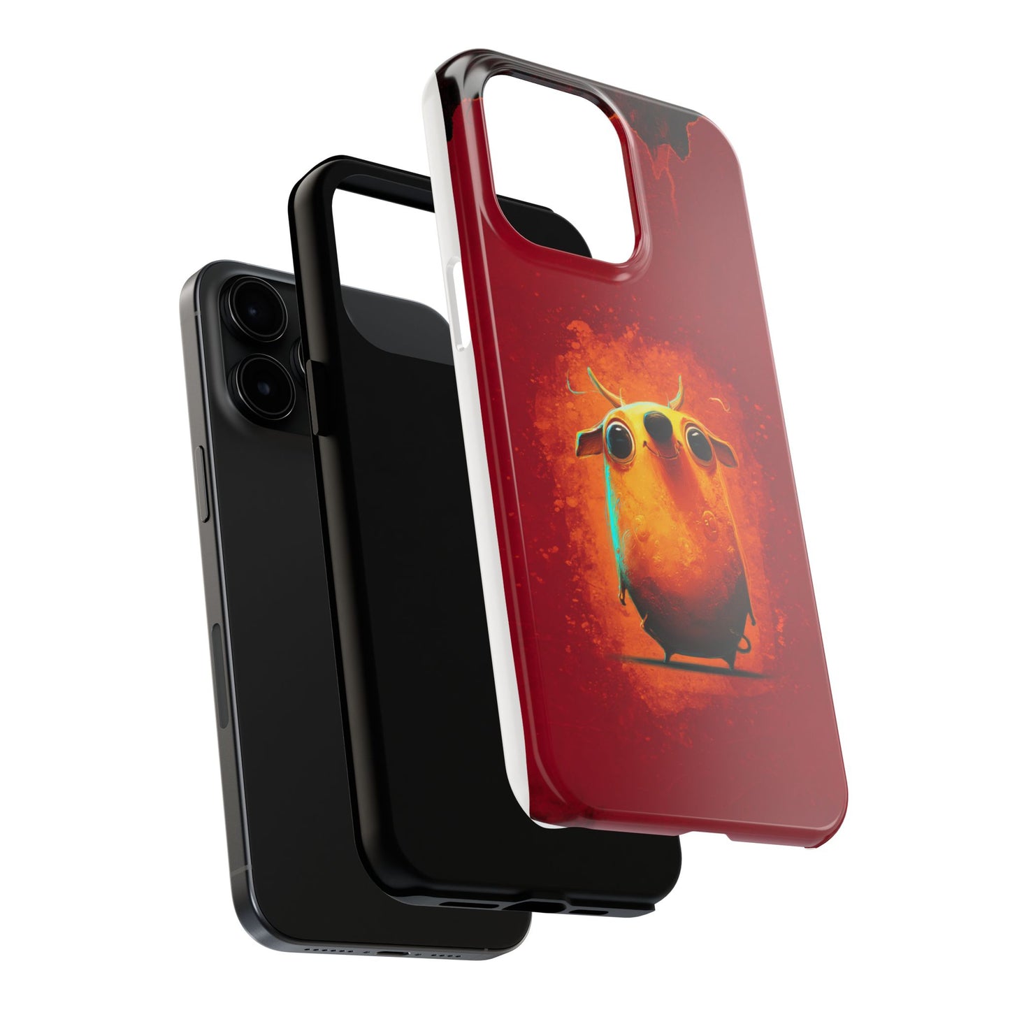 Whimsical Tough Phone Case - Cute Orange Monster Design