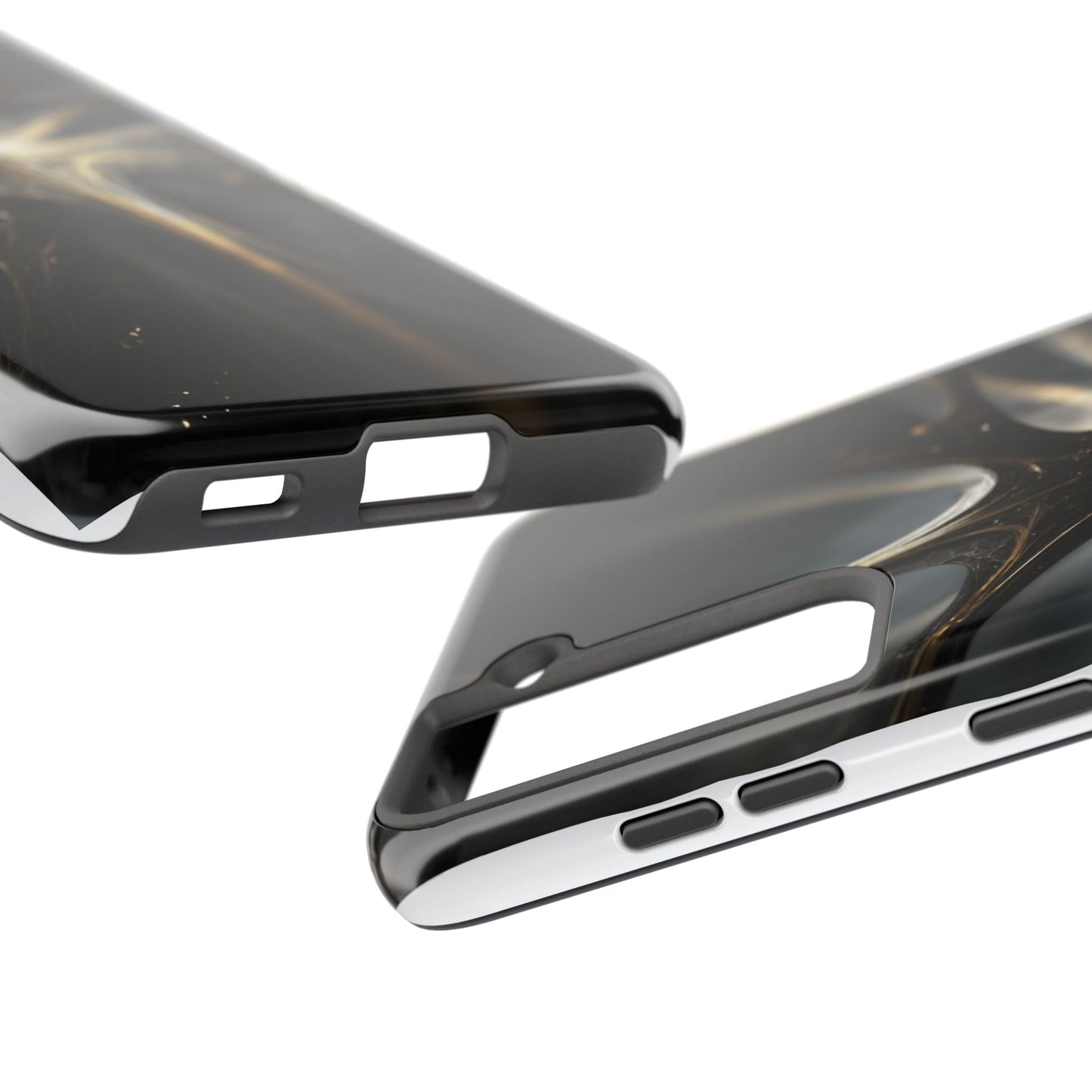 Elegant Tough Phone Case with Abstract Metallic Design