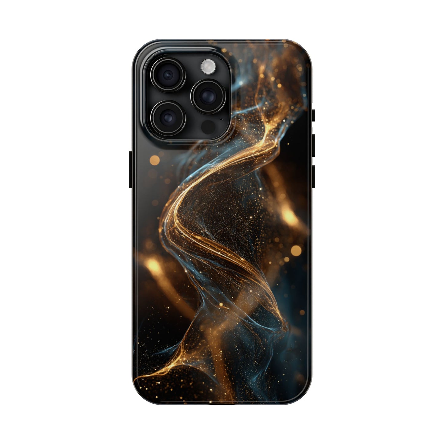 Stylish Tough Phone Case with Elegant Gold Swirl Design