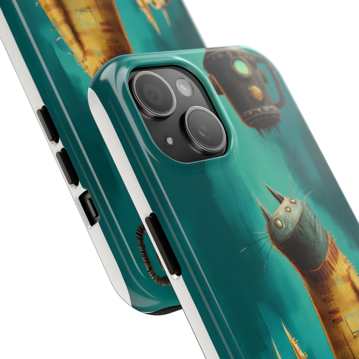 Whimsical Cat Adventure Tough Phone Case - Unique Design for Animal Lovers