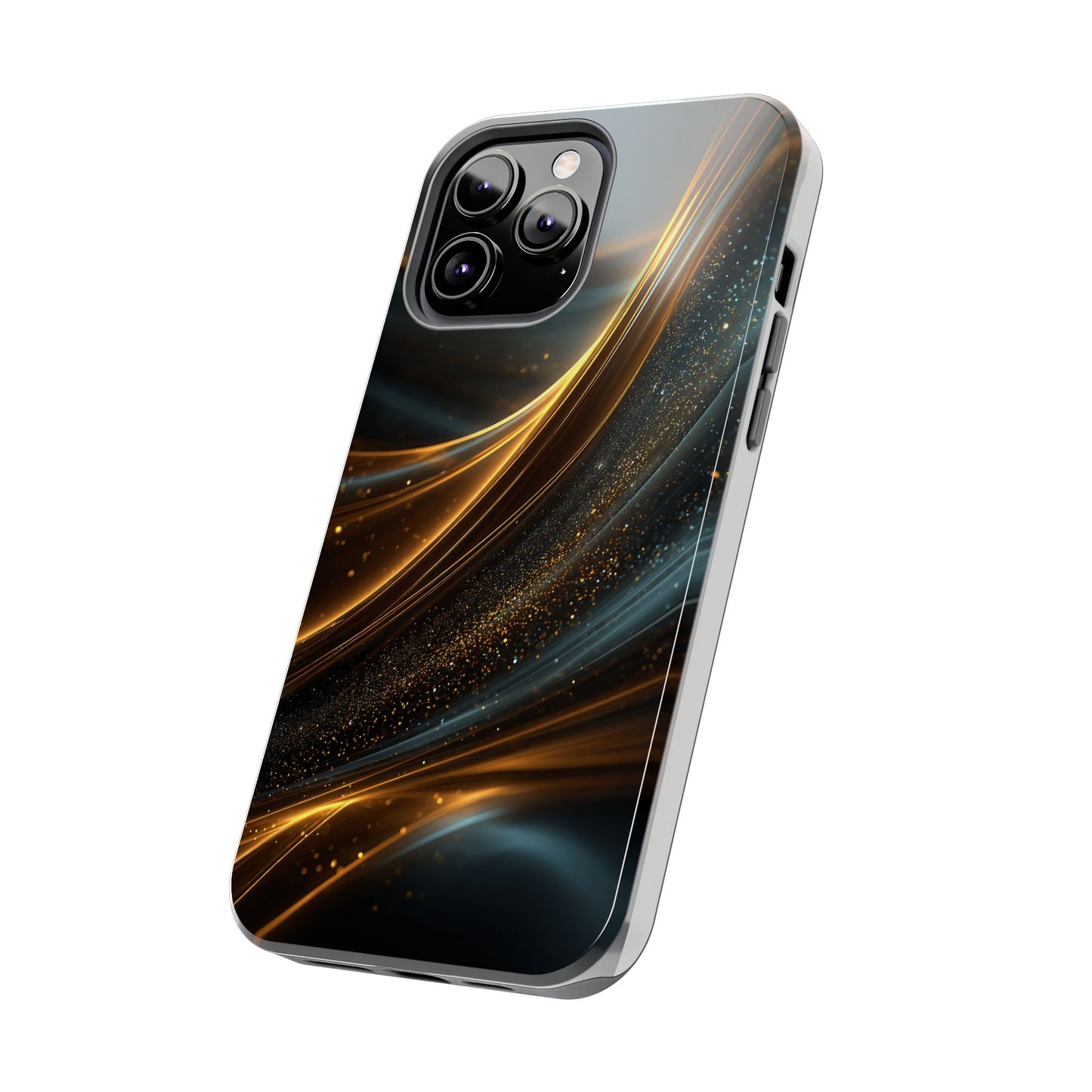 Elegant Tough Phone Case with Glittering Waves Design