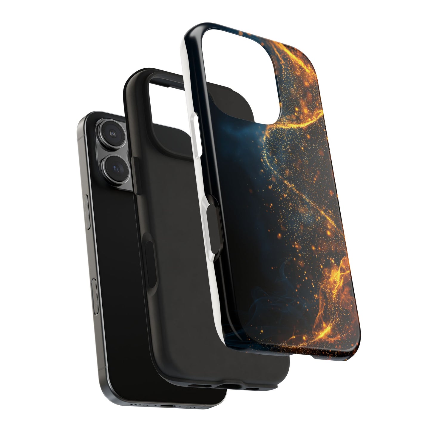 Sleek Tough Phone Cases with Abstract Gold and Blue Design