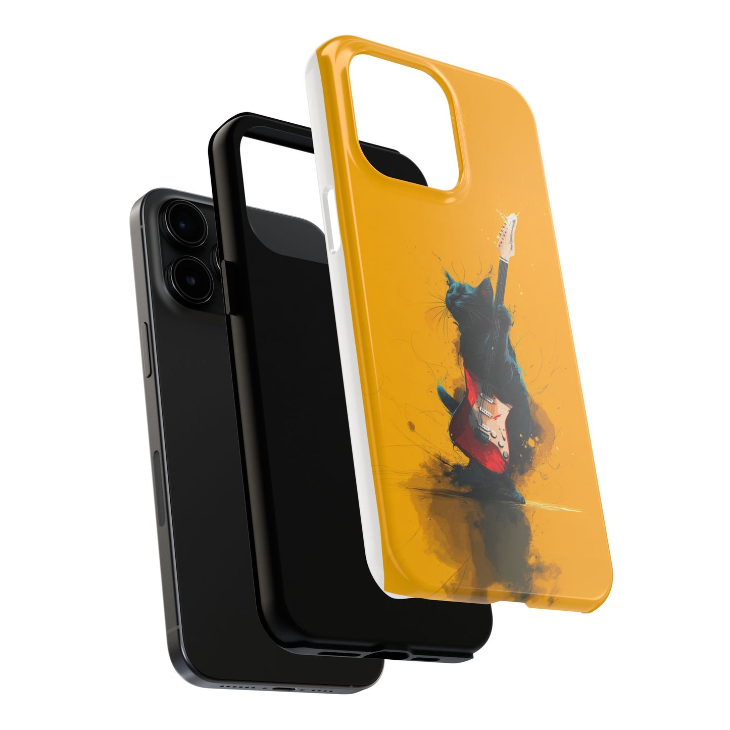 Black Cat Playing Red Guitar Tough Phone Case