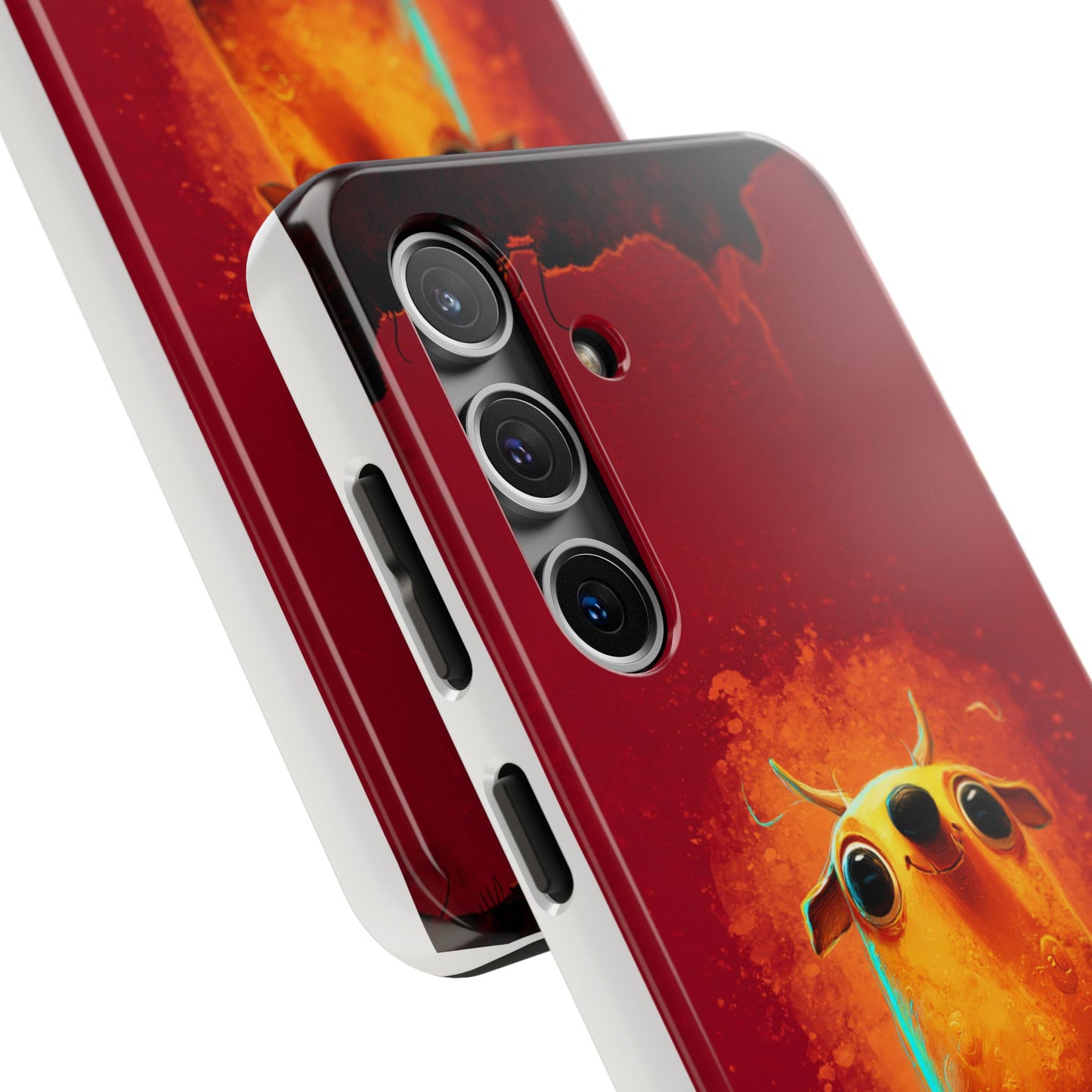 Whimsical Tough Phone Case - Cute Orange Monster Design