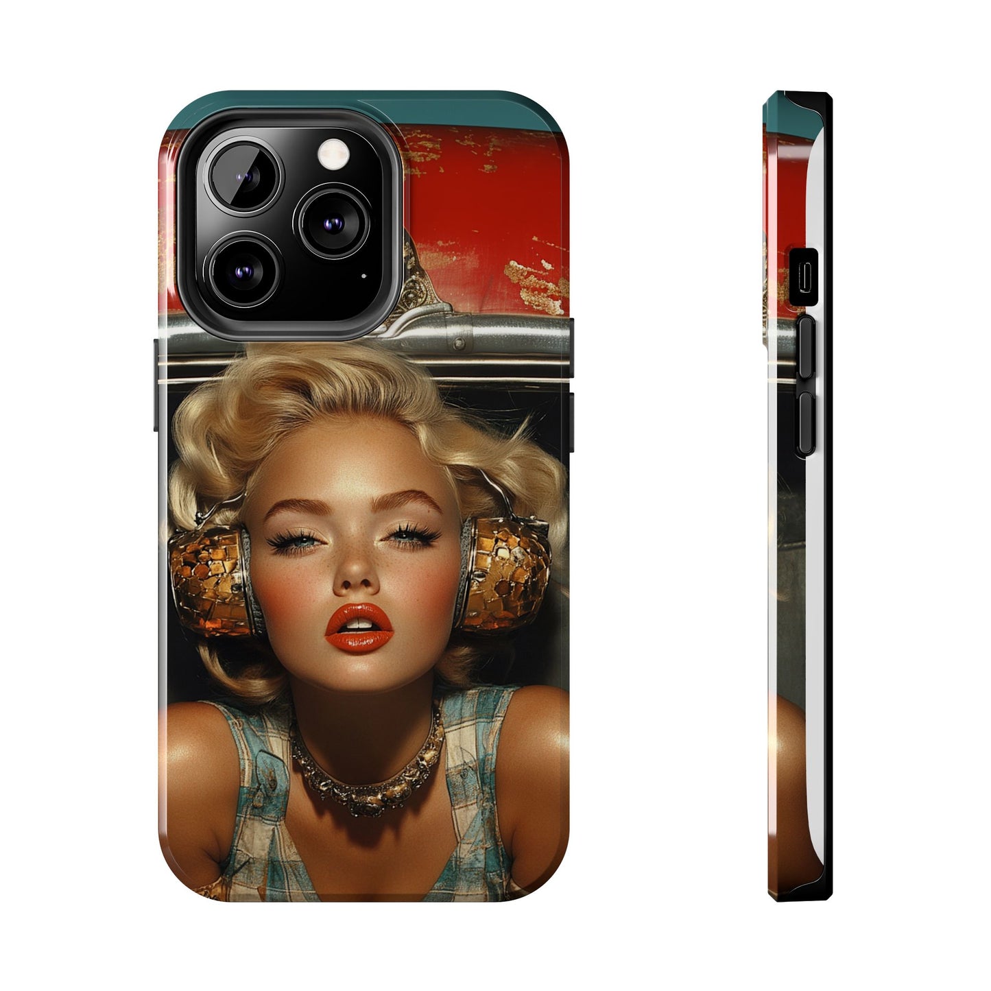 Retro Glam Tough Phone Case - Stylish Protection for Music Lovers