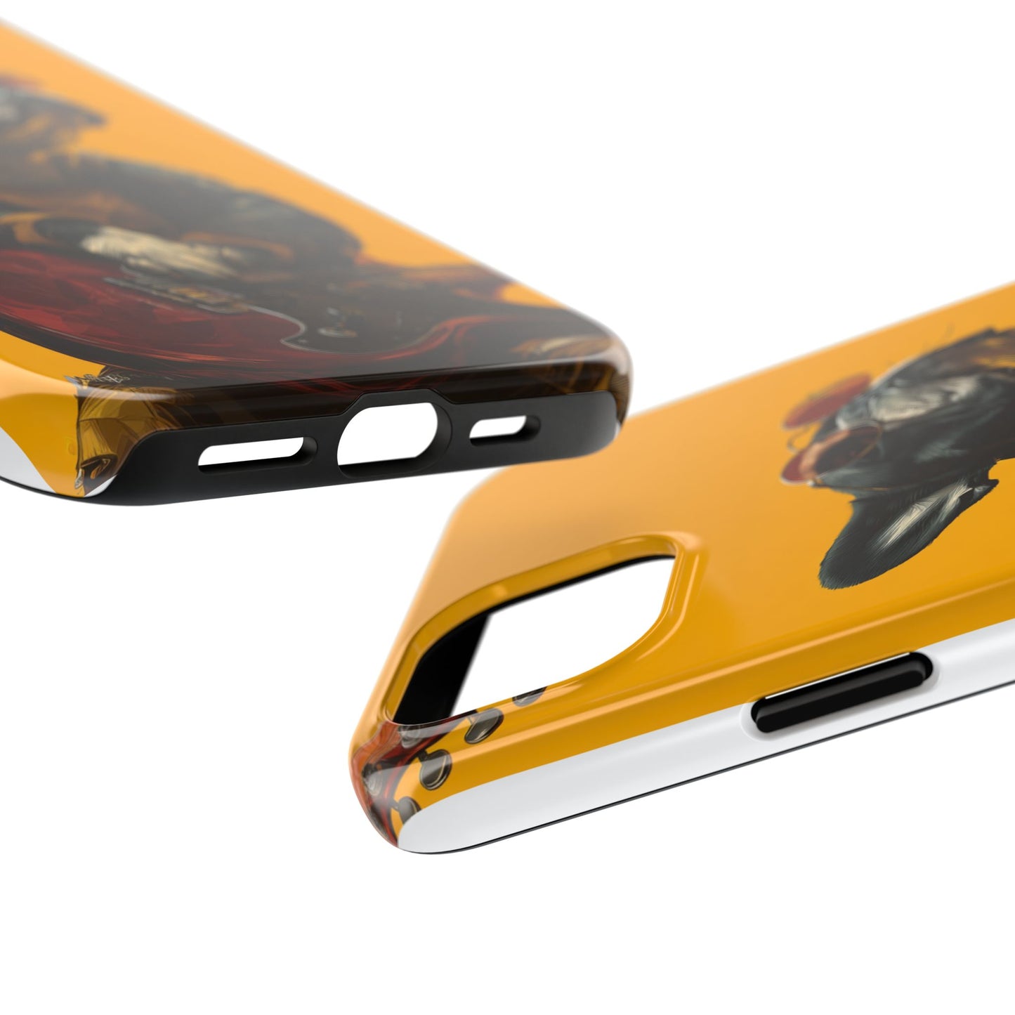French Bulldog with Red Sunglasses Playing Red Guitar Tough Phone Case