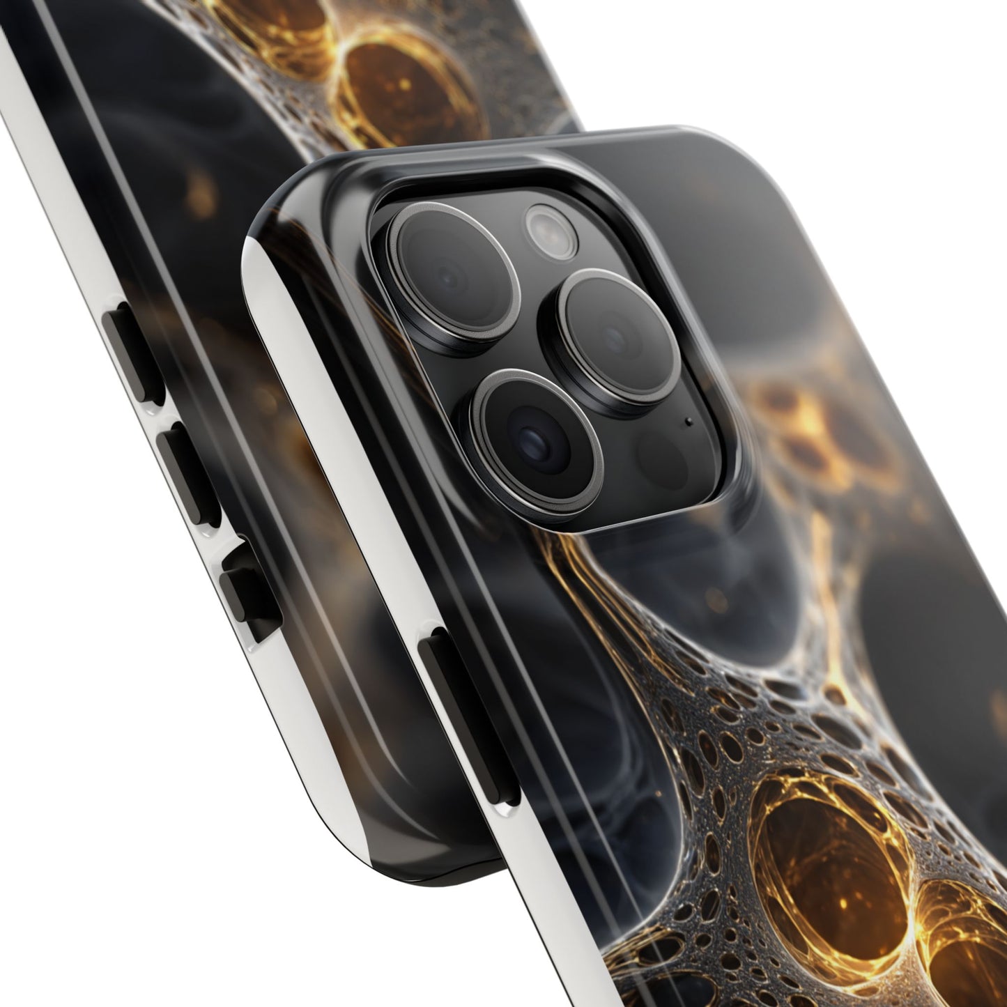 Luxurious Abstract Tough Phone Case - Gold and Black Design
