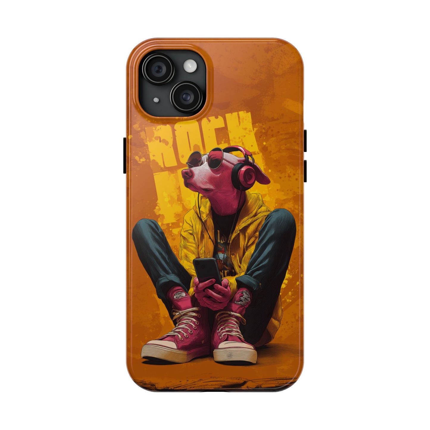 Dog with Pink Sunglasses and Headphones Tough Phone Case