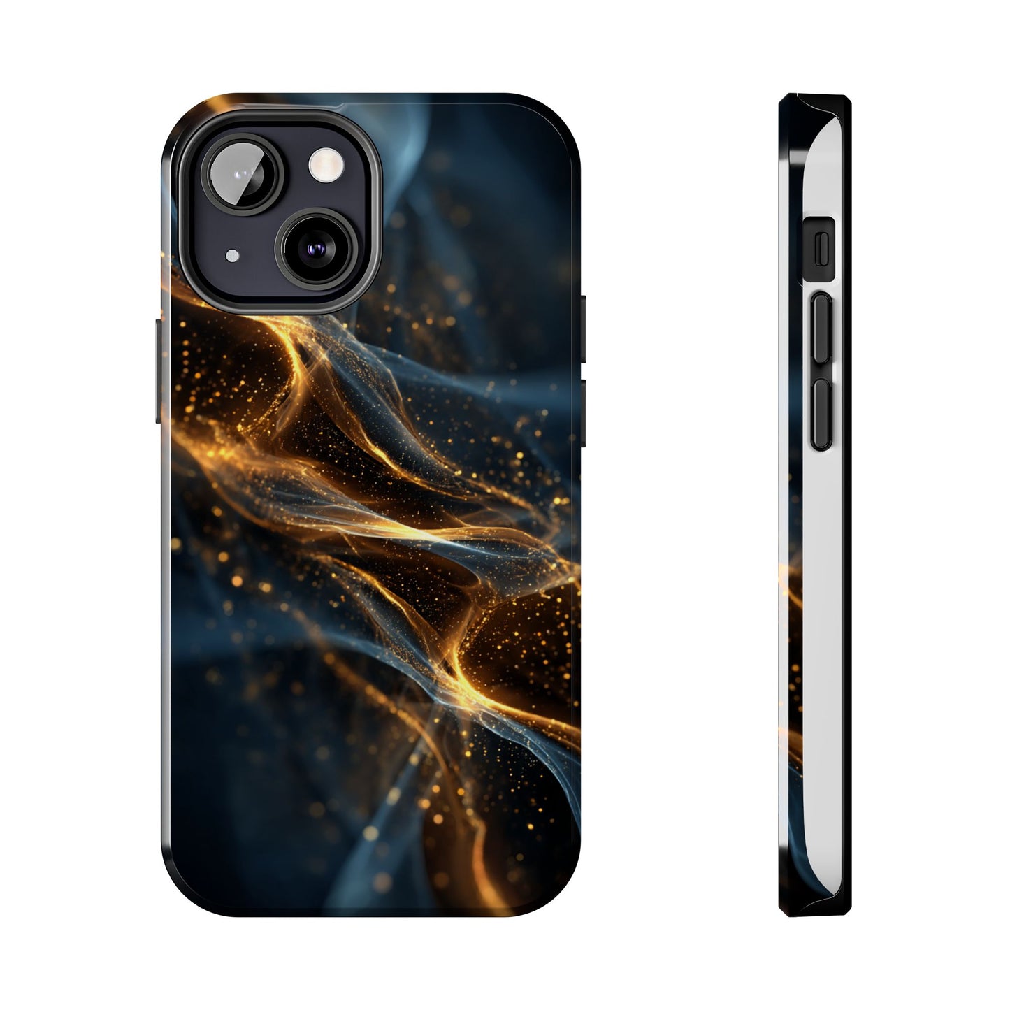 Stylish Tough Phone Case with Golden Swirl Design