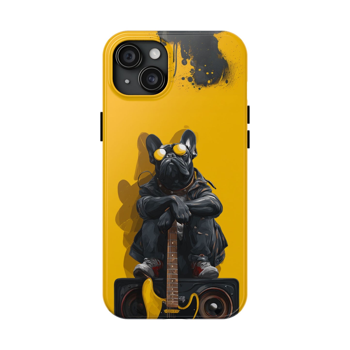 Rebellious Dog with Guitar Tough Phone Case – Wearable Art for Pet & Music Lovers