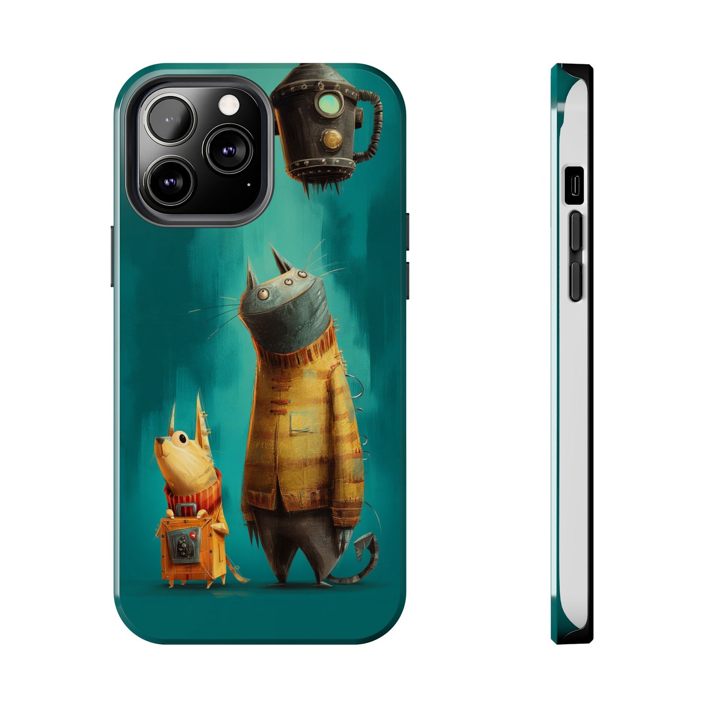 Whimsical Cat Adventure Tough Phone Case - Unique Design for Animal Lovers