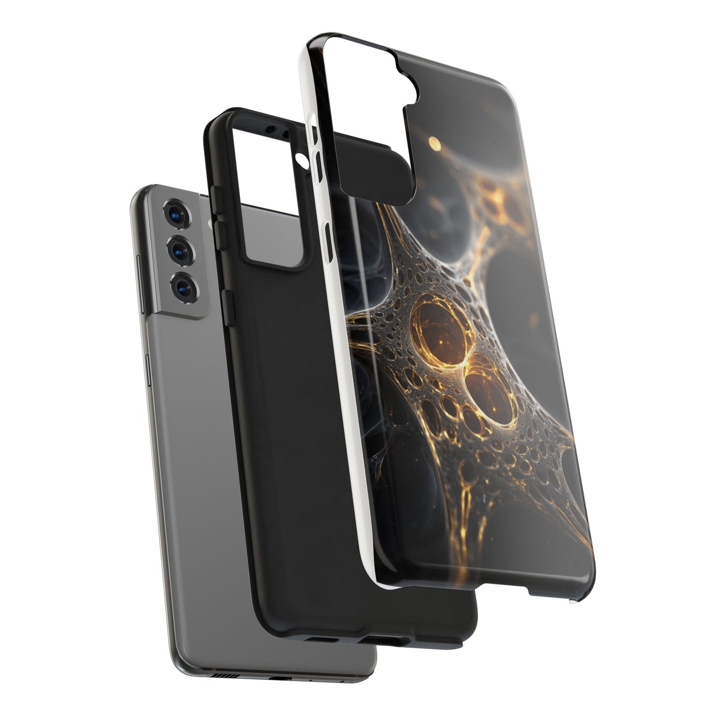 Luxurious Abstract Tough Phone Case - Gold and Black Design