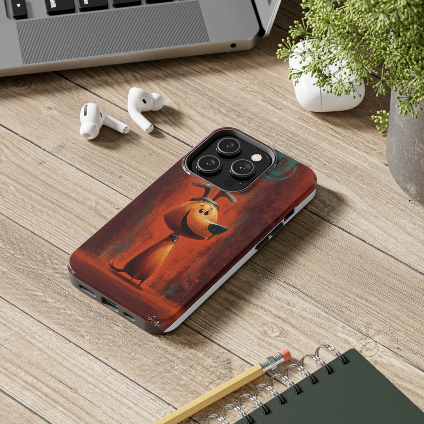 Playful Dog Art Tough Phone Case - Perfect for Pet Lovers