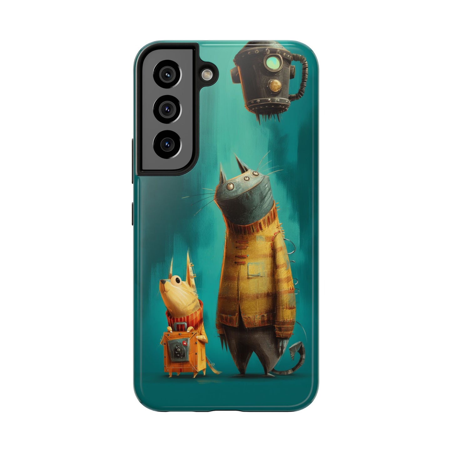 Whimsical Cat Adventure Tough Phone Case - Unique Design for Animal Lovers