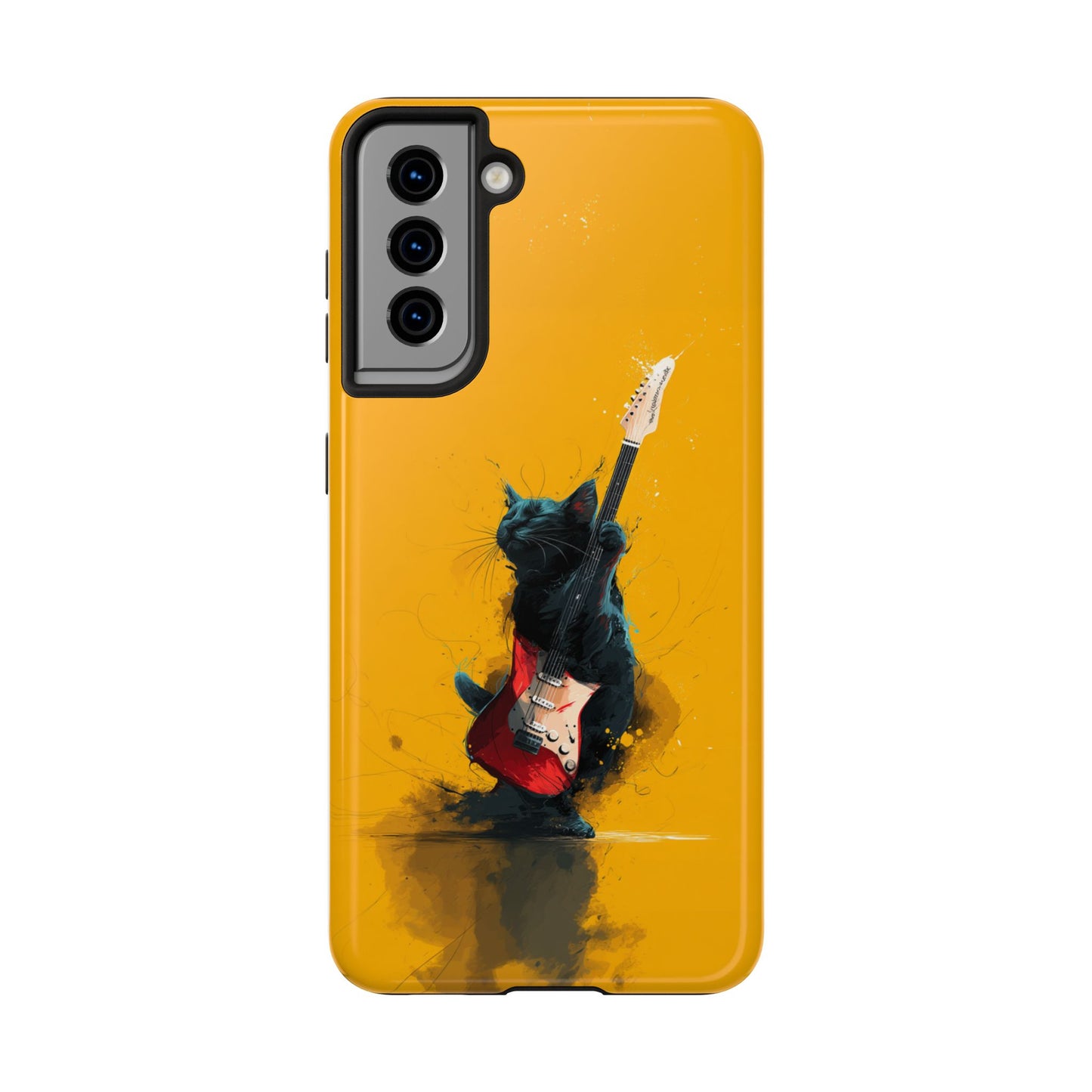 Black Cat Playing Red Guitar Tough Phone Case