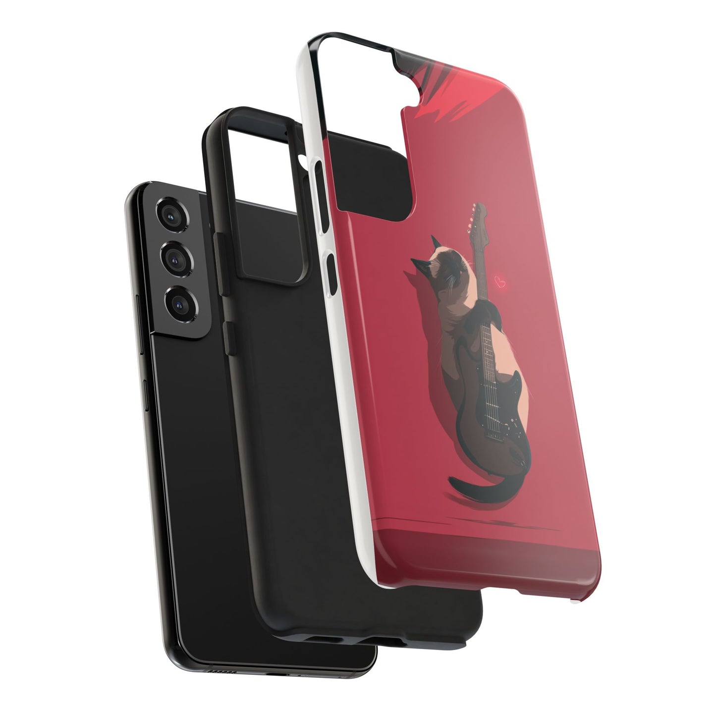 Charming Cat with Guitar Tough Phone Case – Wearable Art for Cat & Music Lovers