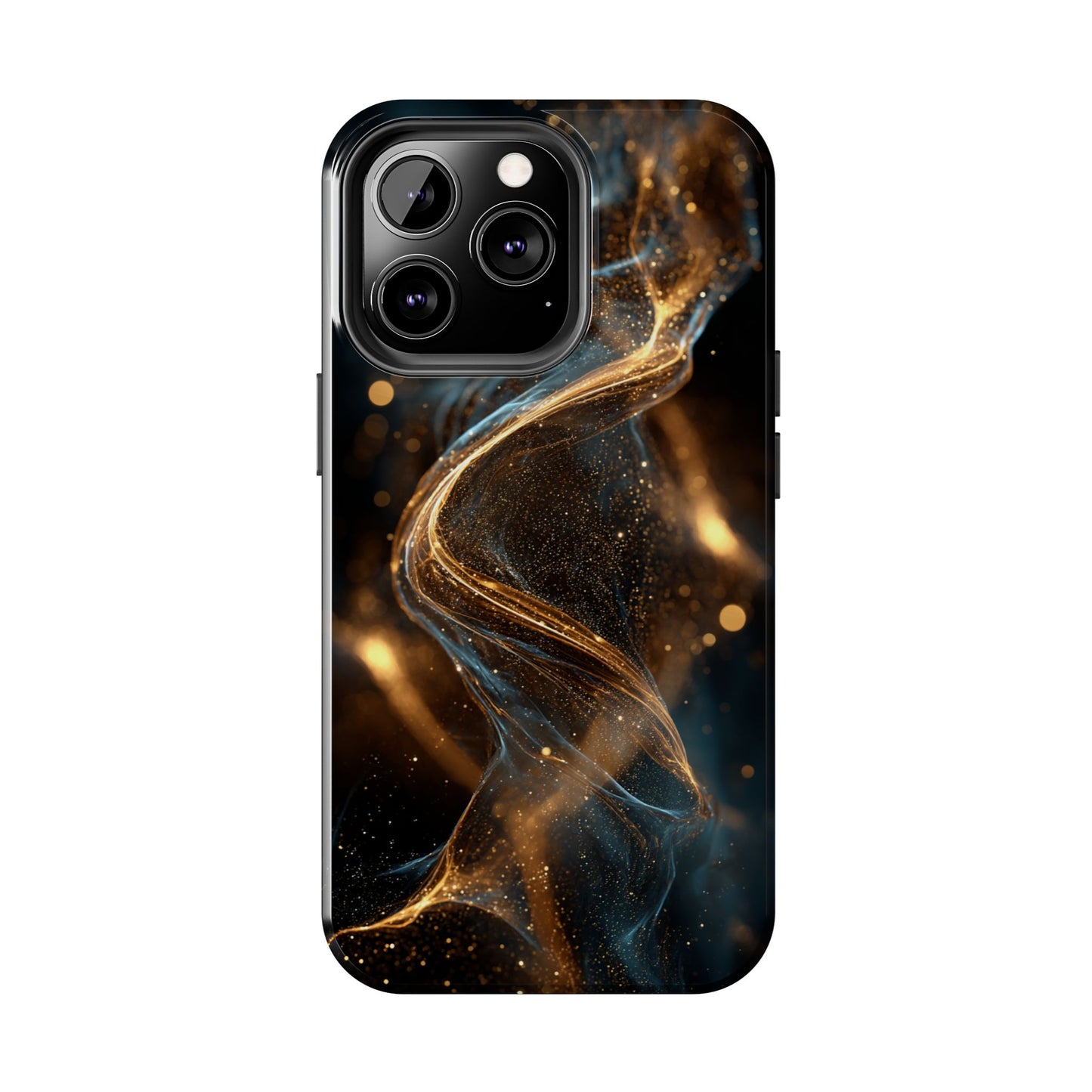 Stylish Tough Phone Case with Elegant Gold Swirl Design
