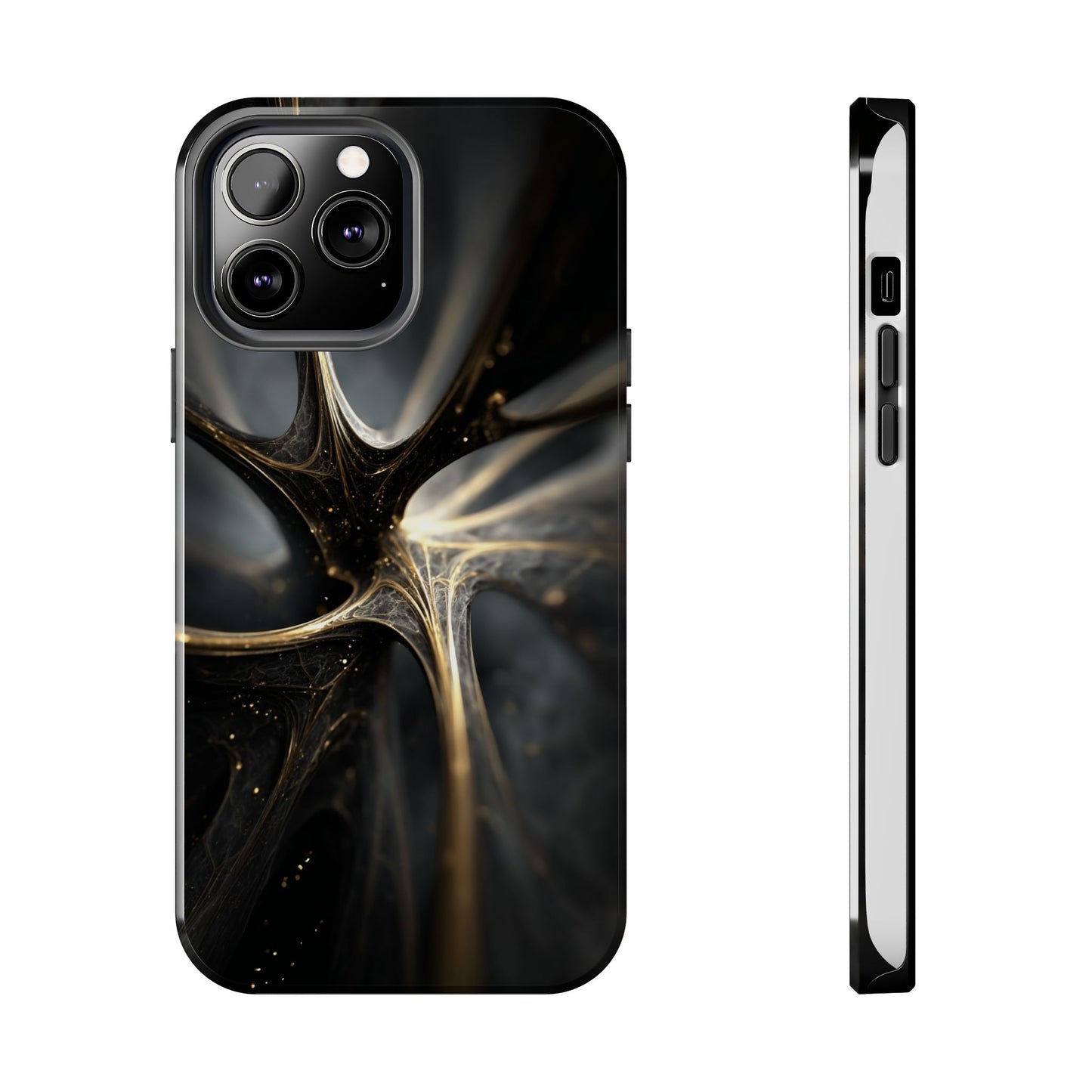 Elegant Tough Phone Case with Abstract Metallic Design