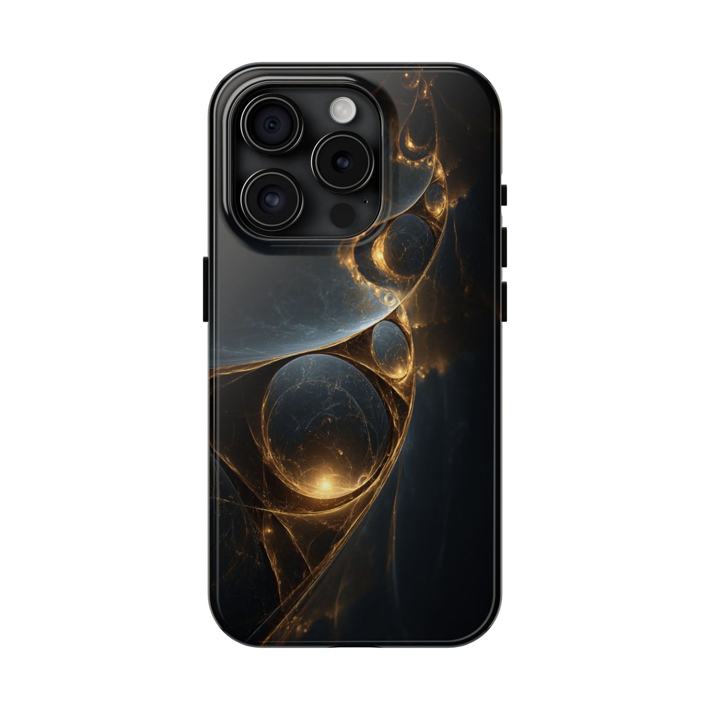 Stylish Tough Phone Case with Elegant Golden Swirls