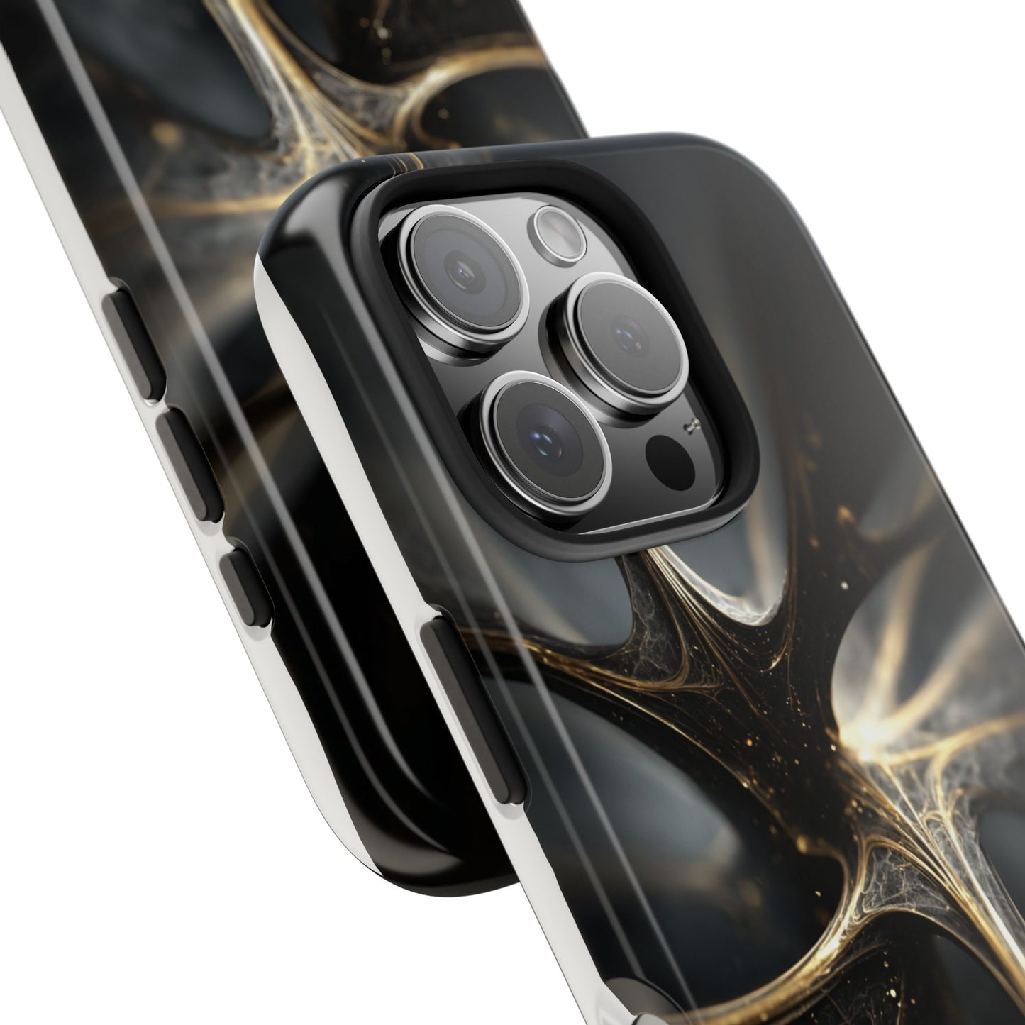 Elegant Tough Phone Case with Abstract Metallic Design