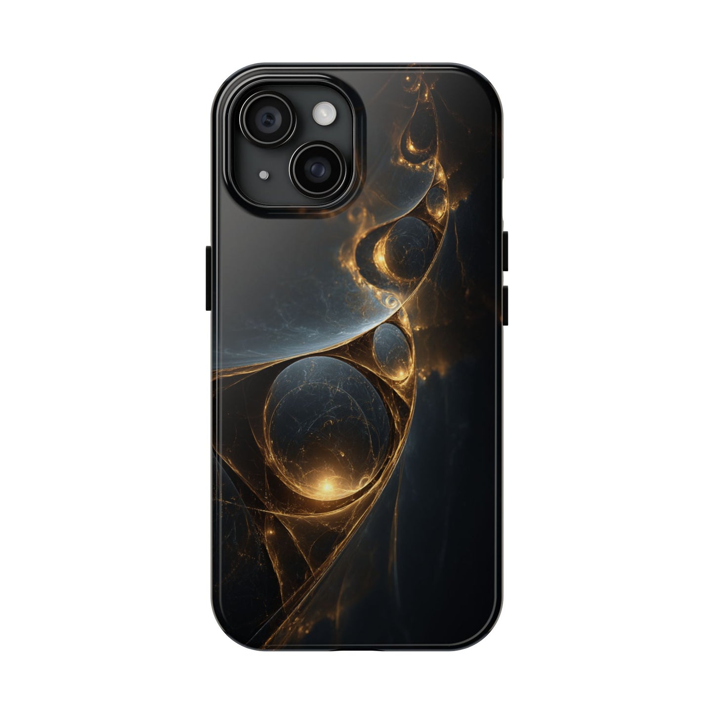 Stylish Tough Phone Case with Elegant Golden Swirls