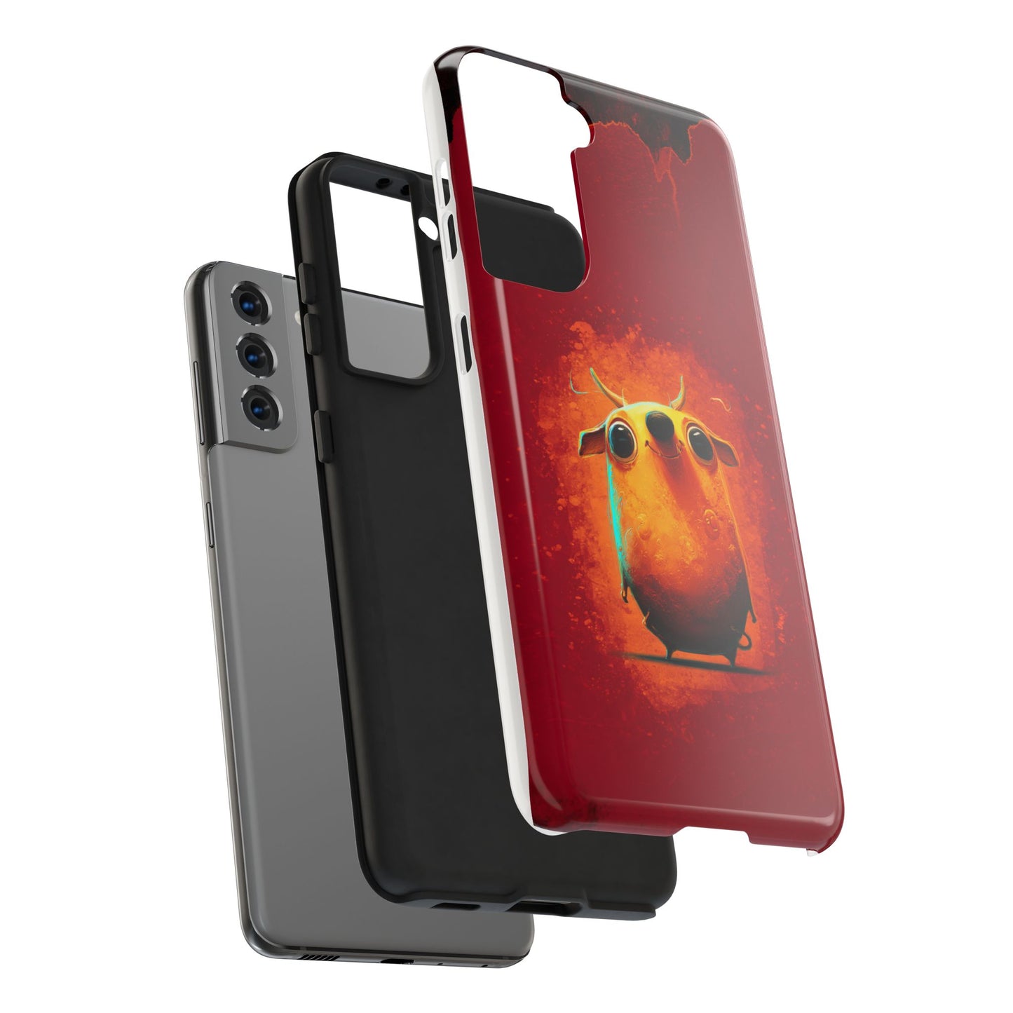 Whimsical Tough Phone Case - Cute Orange Monster Design