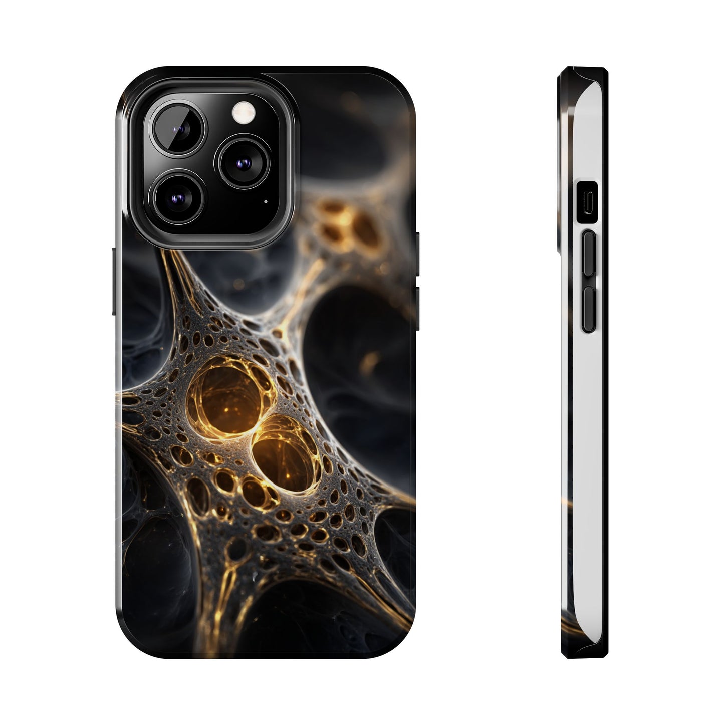 Luxurious Abstract Tough Phone Case - Gold and Black Design