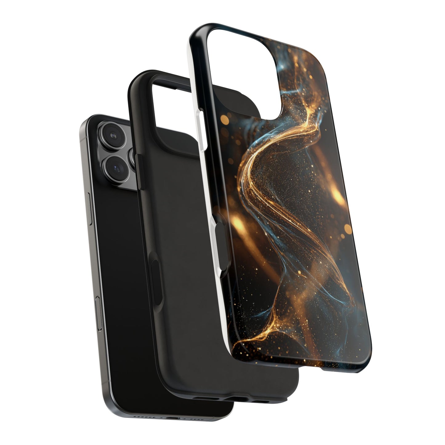 Stylish Tough Phone Case with Elegant Gold Swirl Design