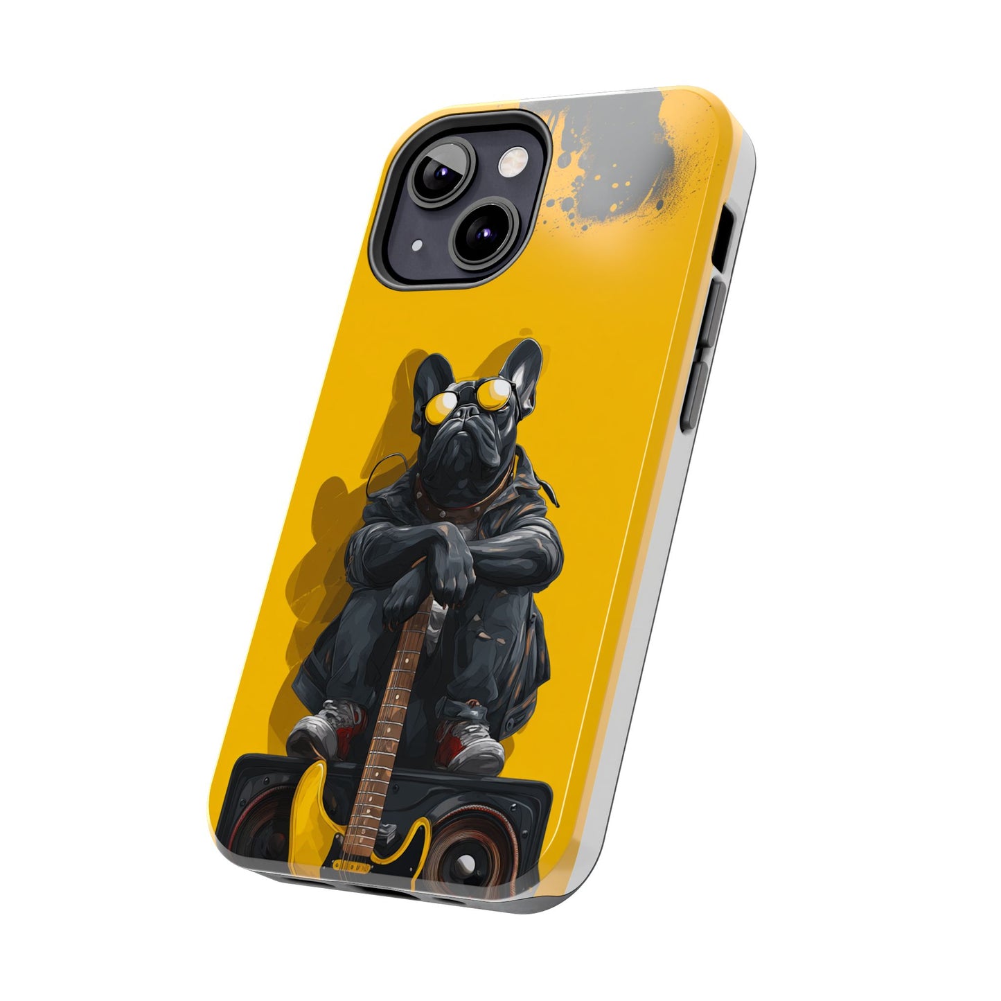 Rebellious Dog with Guitar Tough Phone Case – Wearable Art for Pet & Music Lovers