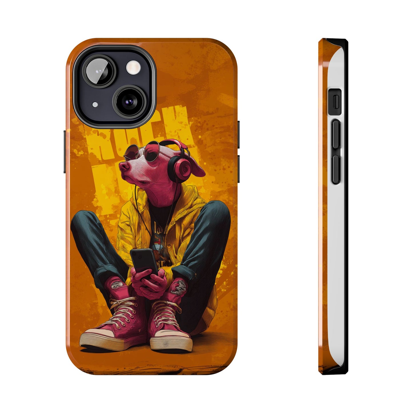 Dog with Pink Sunglasses and Headphones Tough Phone Case