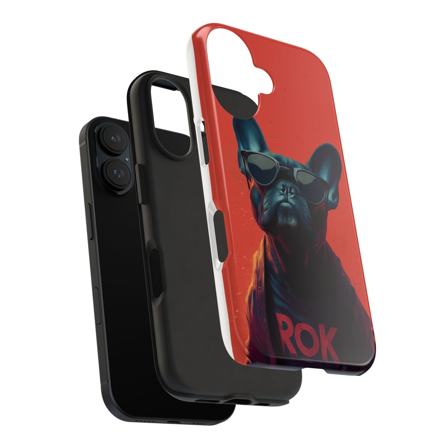 Rockin’ Dogs Tough Phone Case - Playful Guitarist & Cool Bulldog for Pet Lovers