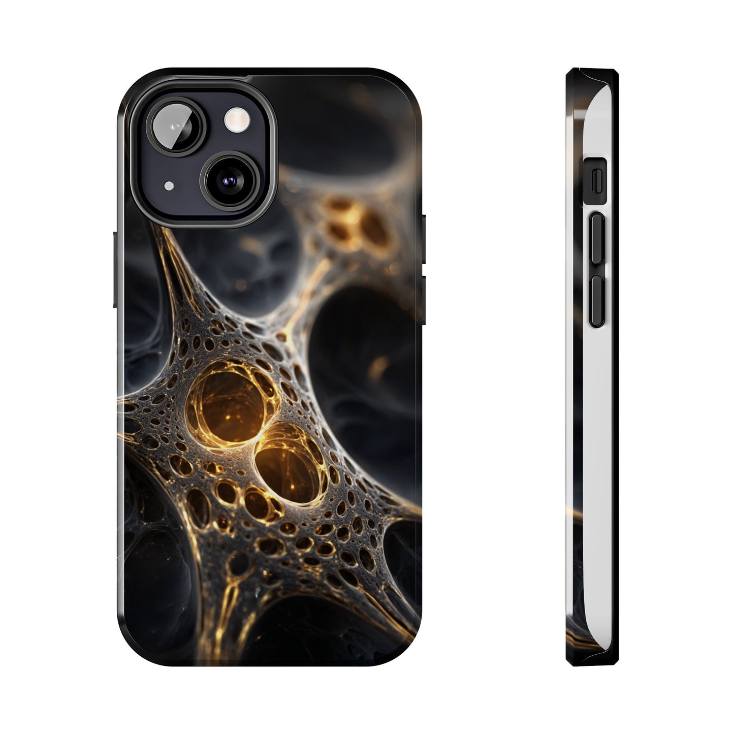 Luxurious Abstract Tough Phone Case - Gold and Black Design