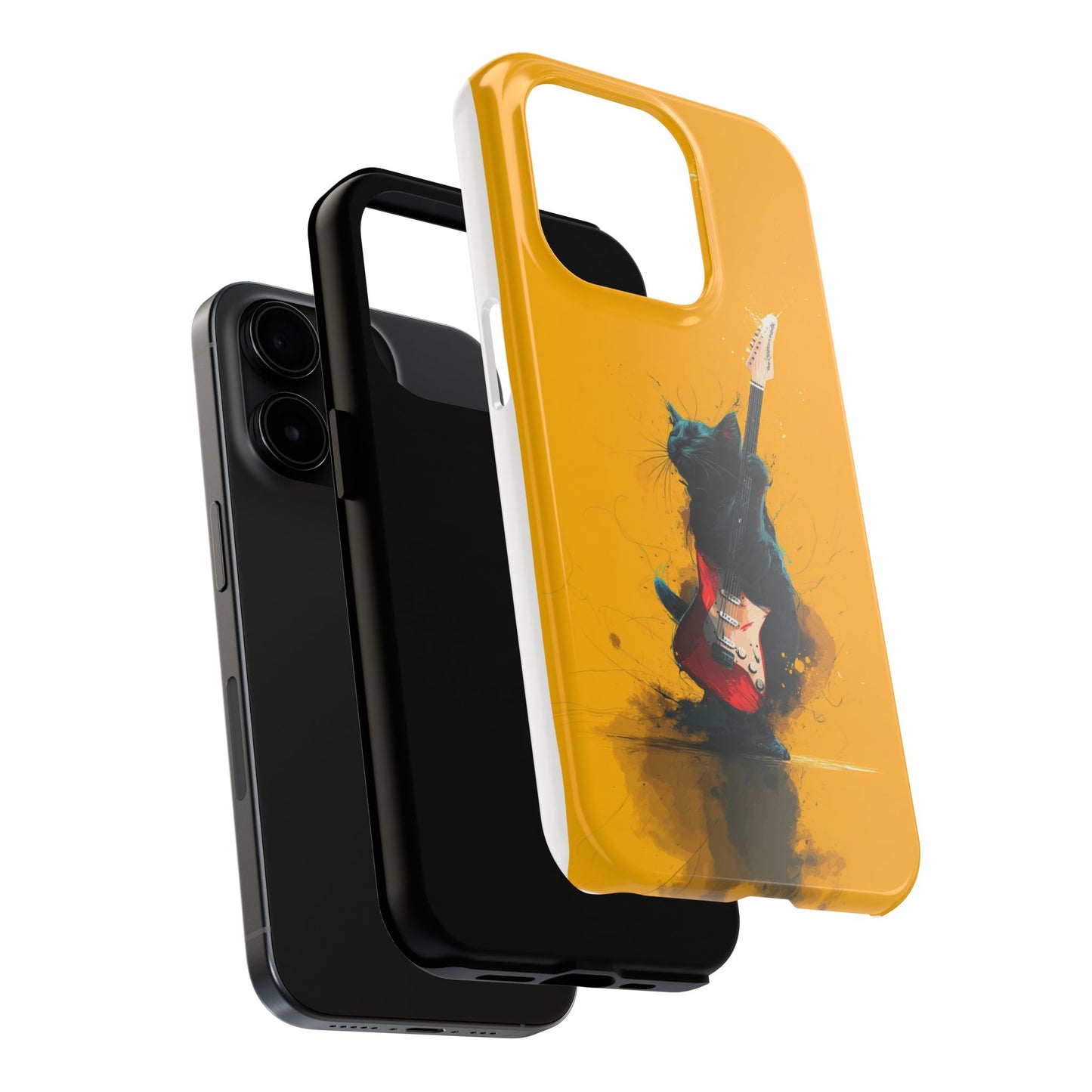 Black Cat Playing Red Guitar Tough Phone Case