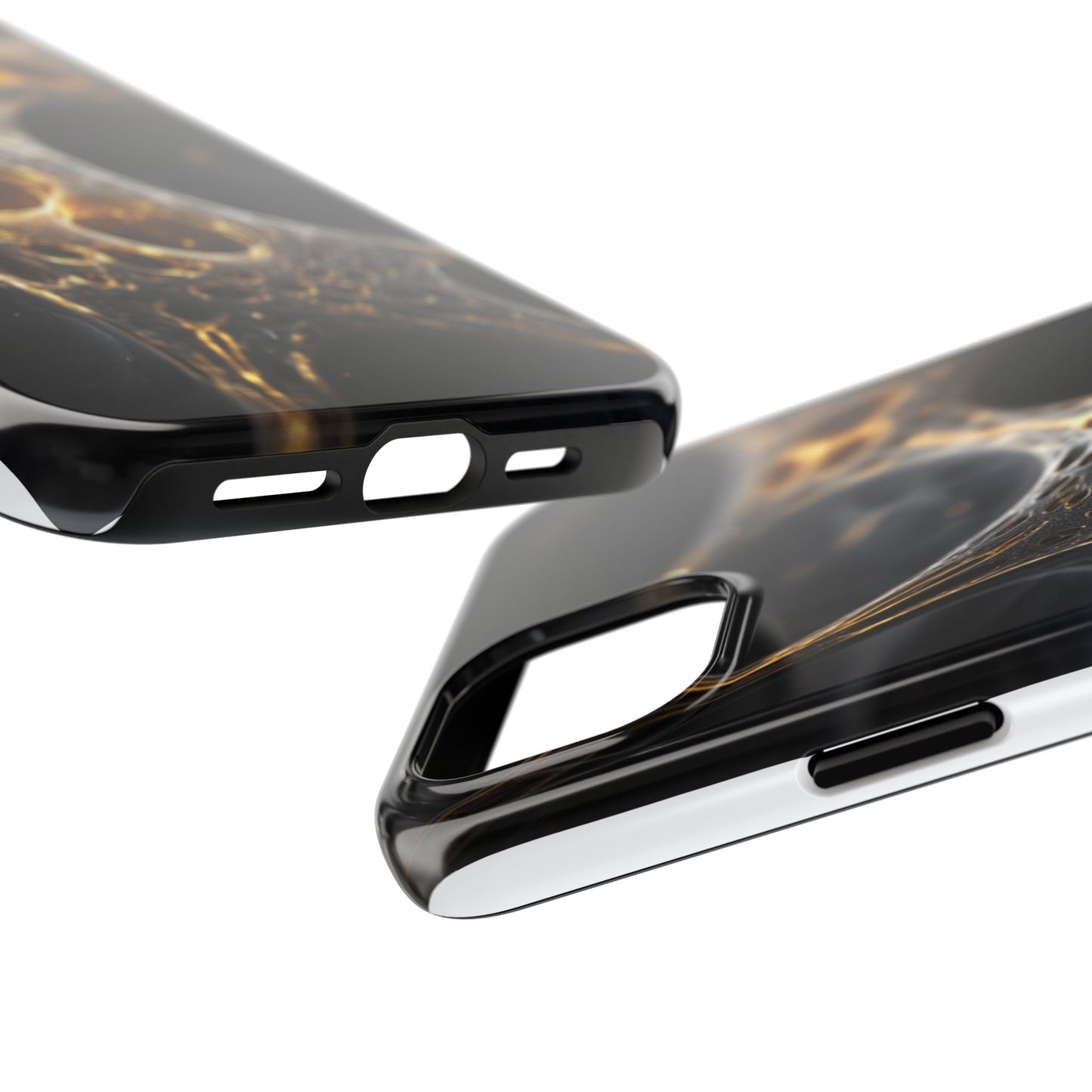 Luxurious Abstract Tough Phone Case - Gold and Black Design