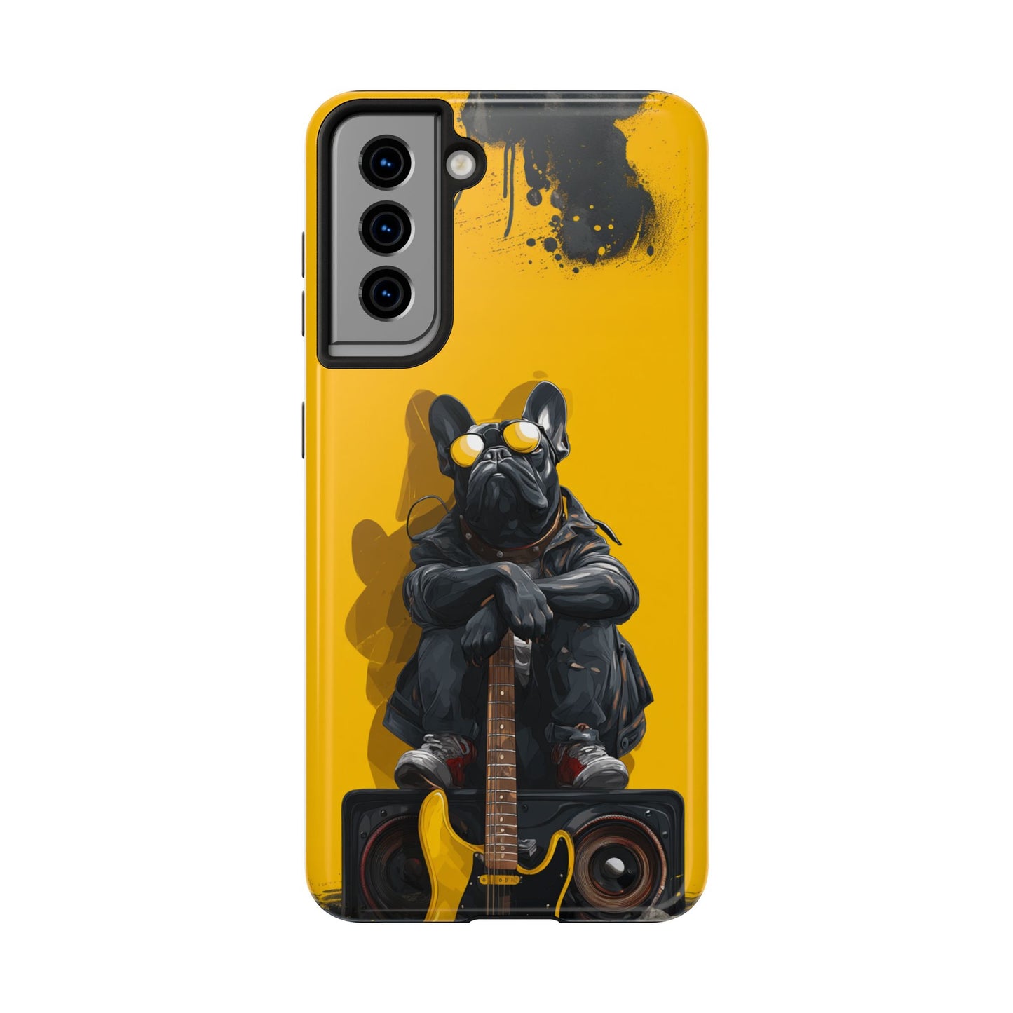 Rebellious Dog with Guitar Tough Phone Case – Wearable Art for Pet & Music Lovers