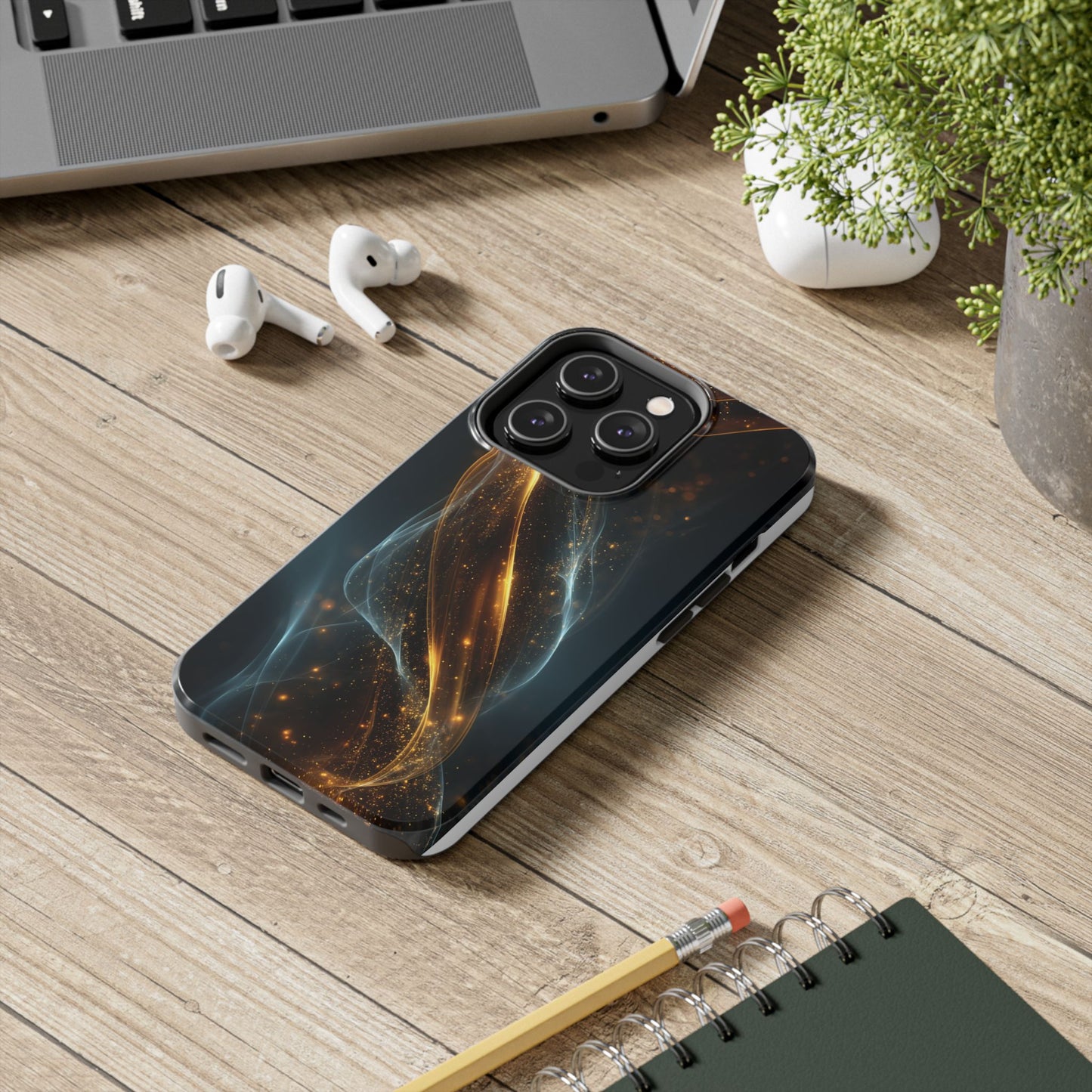 Stylish Tough Phone Case with Elegant Swirl Design