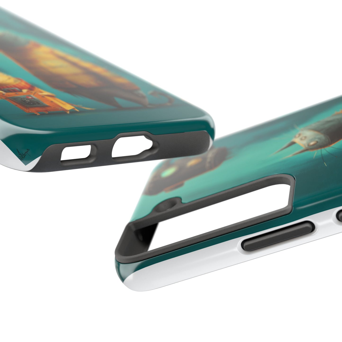 Whimsical Cat Adventure Tough Phone Case - Unique Design for Animal Lovers