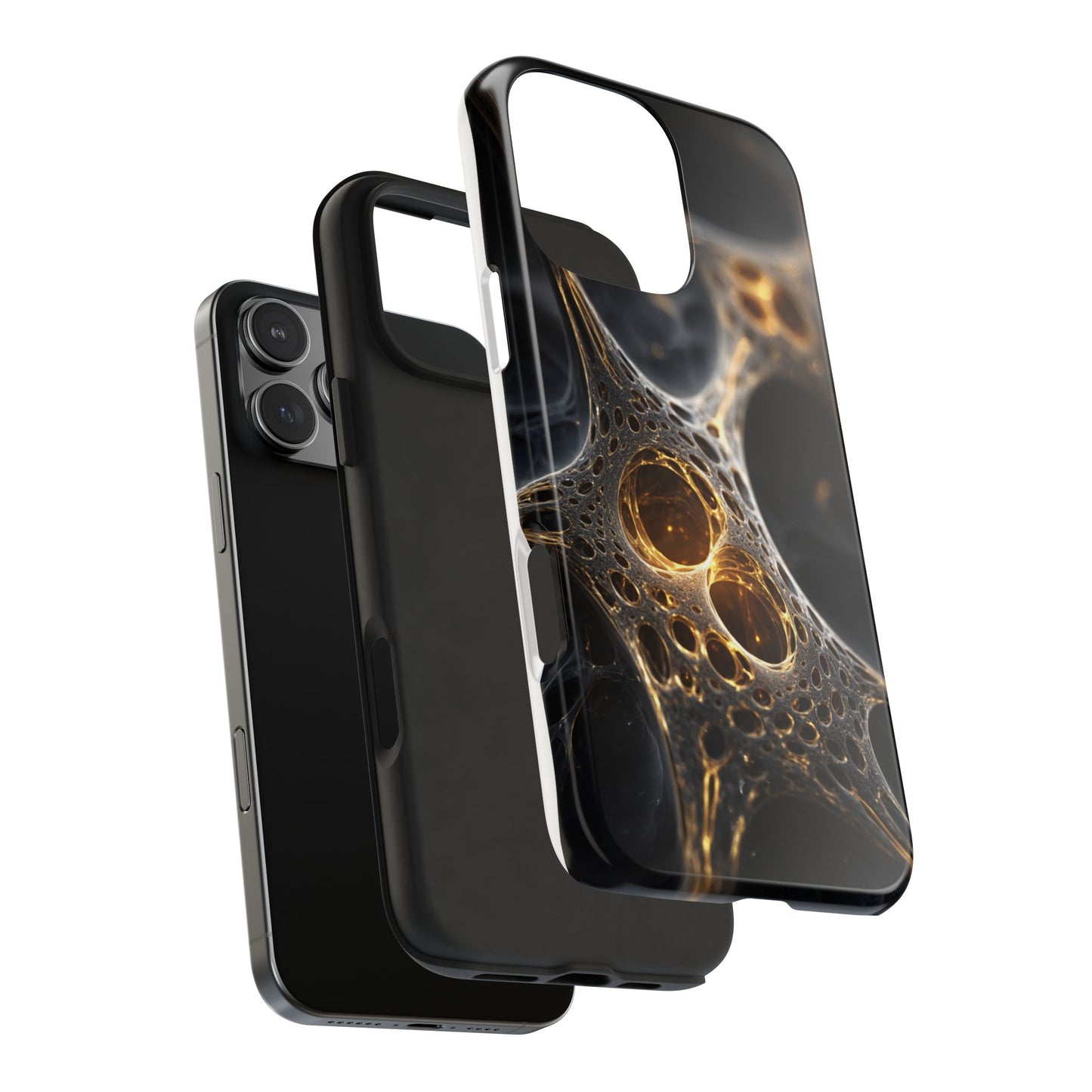 Luxurious Abstract Tough Phone Case - Gold and Black Design