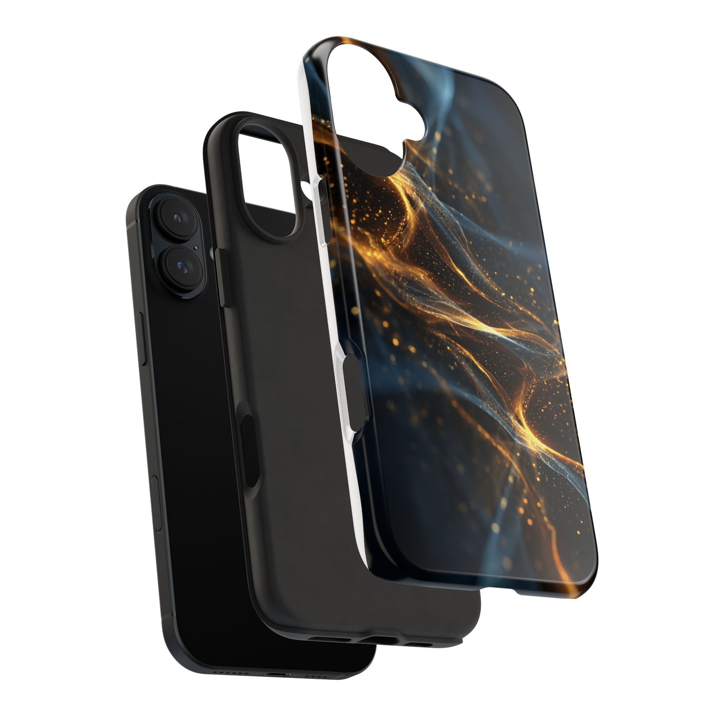 Stylish Tough Phone Case with Golden Swirl Design