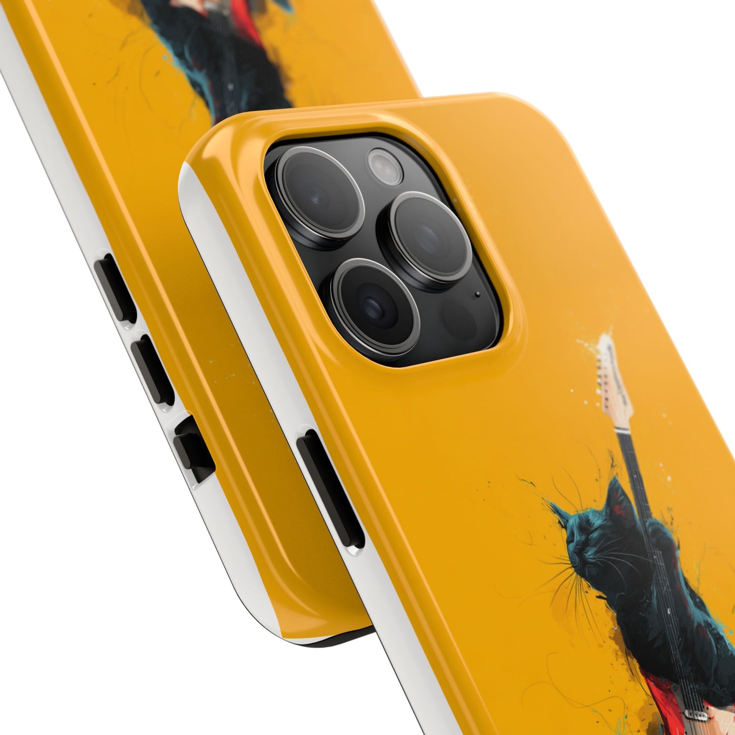 Black Cat Playing Red Guitar Tough Phone Case