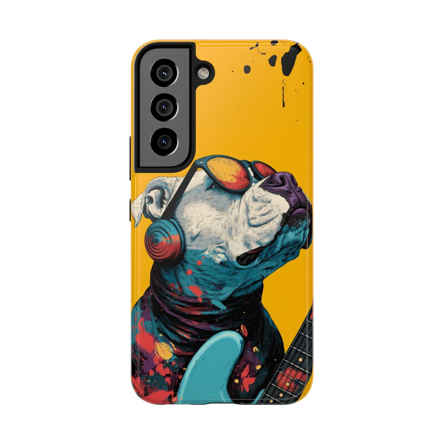 French Bulldog with Orange Sunglasses and Headphones Tough Phone Case