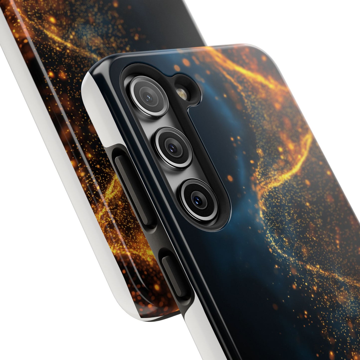 Sleek Tough Phone Cases with Abstract Gold and Blue Design