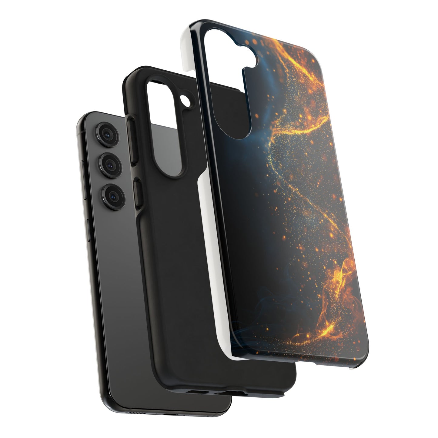 Sleek Tough Phone Cases with Abstract Gold and Blue Design