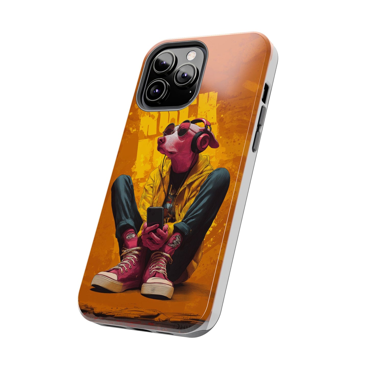 Dog with Pink Sunglasses and Headphones Tough Phone Case