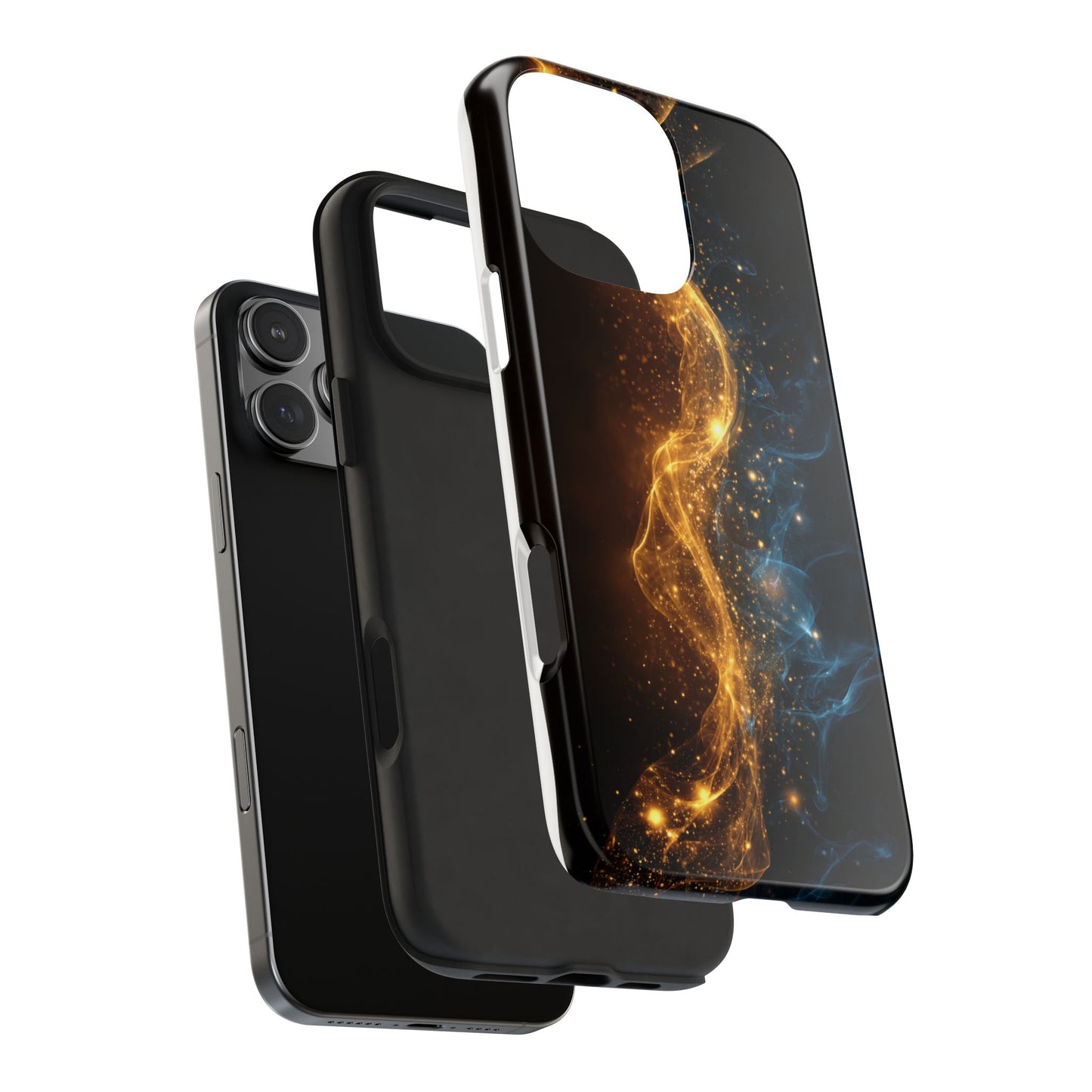 Dynamic Gold and Blue Tough Phone Case - Durable Protection with a Stunning Design