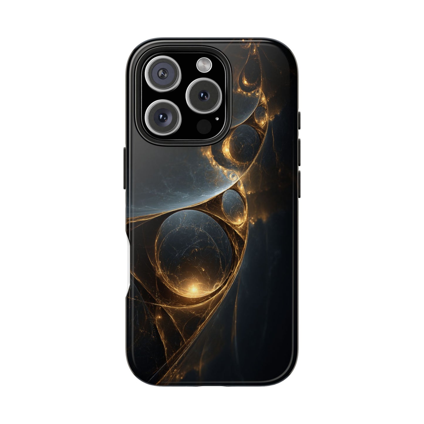 Stylish Tough Phone Case with Elegant Golden Swirls