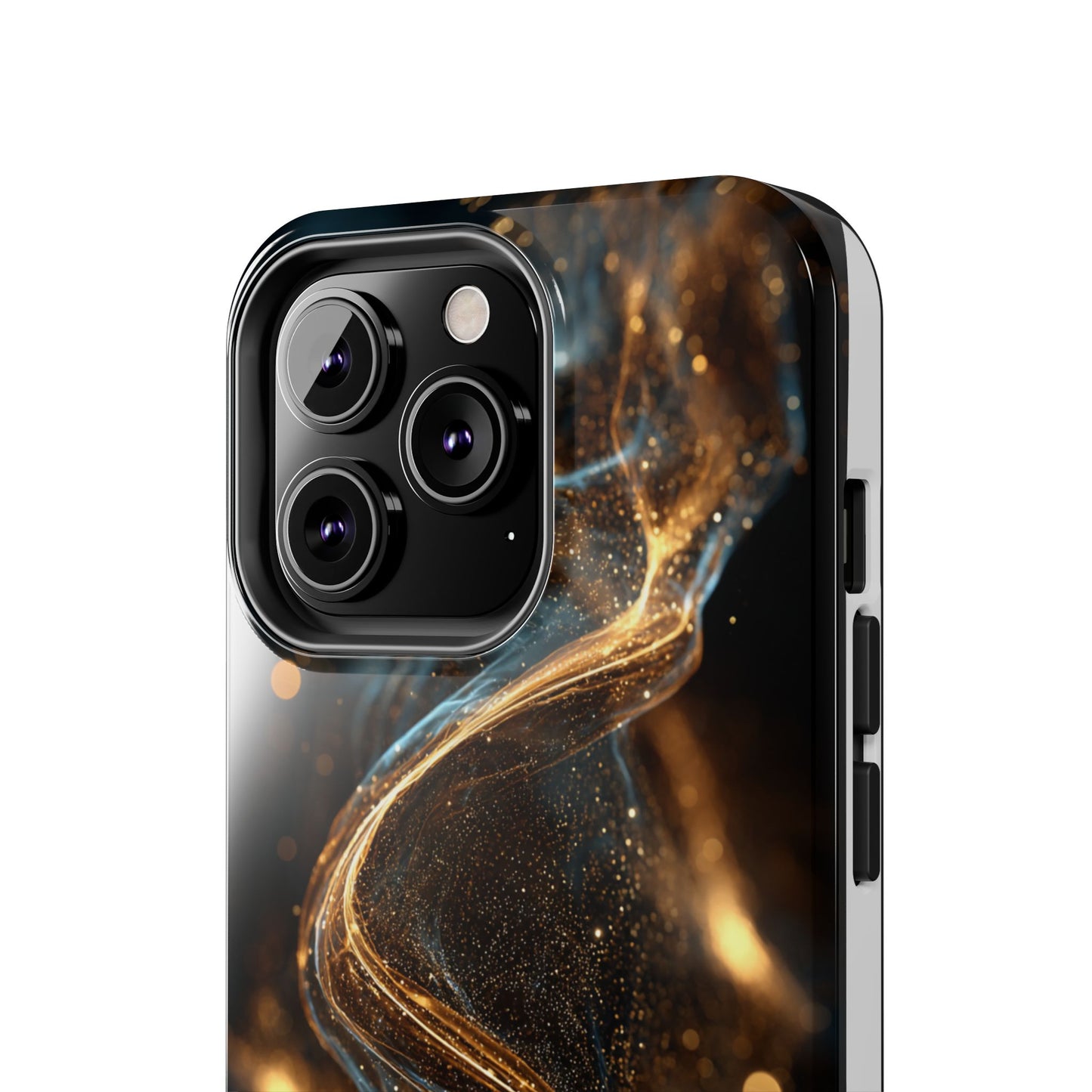 Stylish Tough Phone Case with Elegant Gold Swirl Design