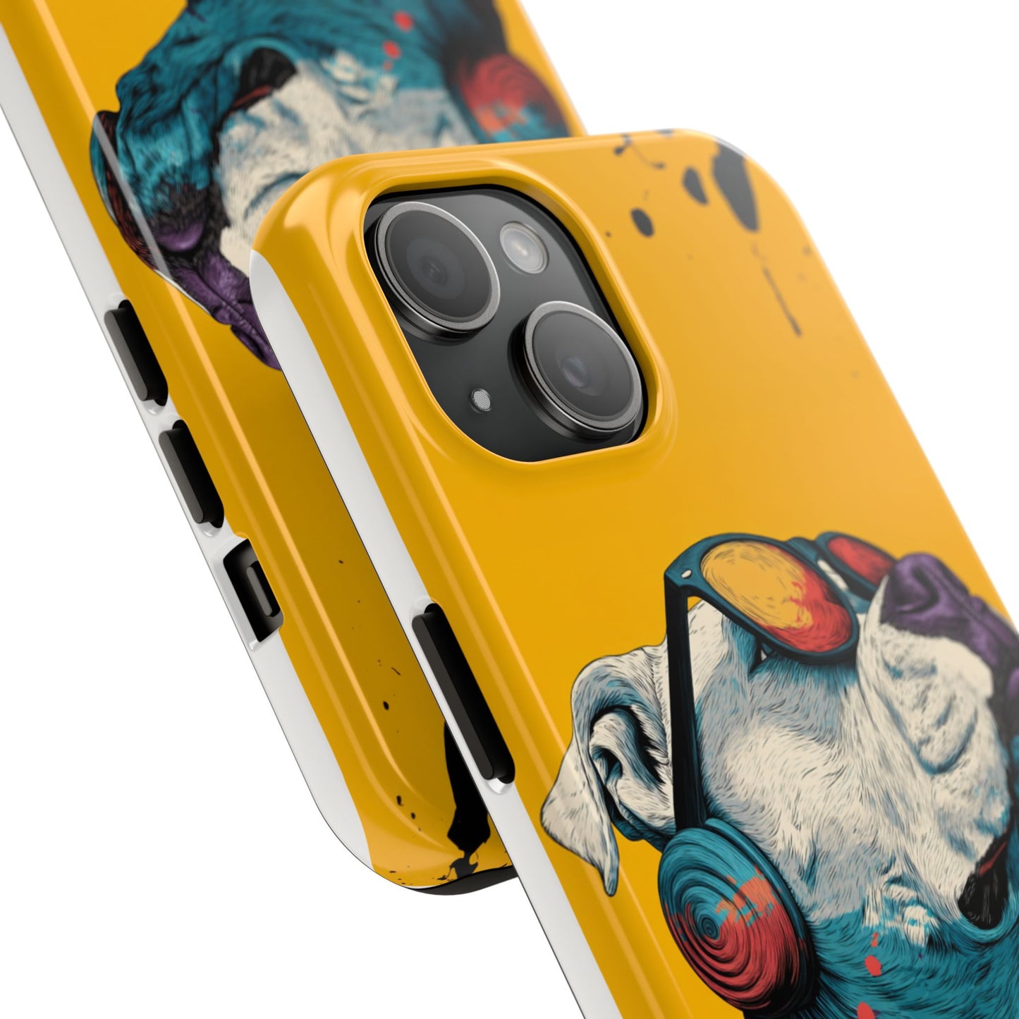 French Bulldog with Orange Sunglasses and Headphones Tough Phone Case
